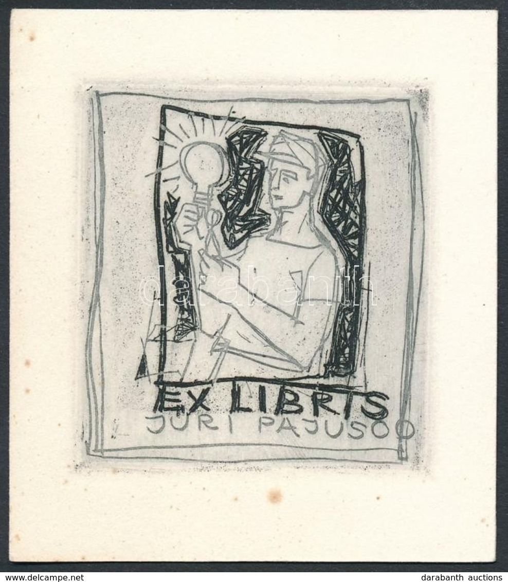 Vive Tolli (1928- ): Ex Libris Juri Pajusoo. Rézkarc, Papír, Pecséttel Jelzett, 6.5×6 Cm - Andere & Zonder Classificatie
