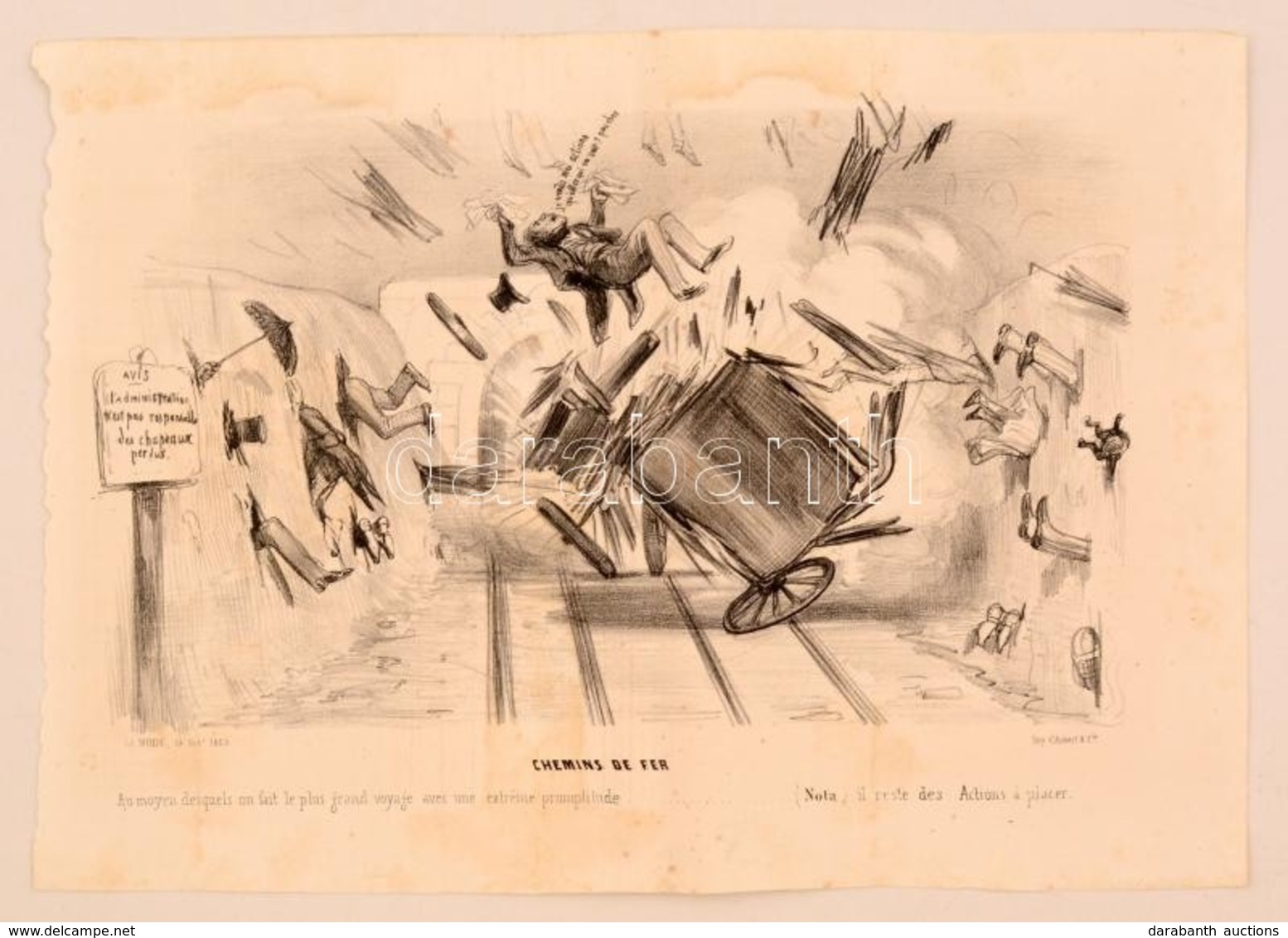 1839 Korai Vasutas Karikatúra. Kőnyomat / Early Caricature Regarding Railways. Lithographed Political Caricature. 24x32  - Prenten & Gravure