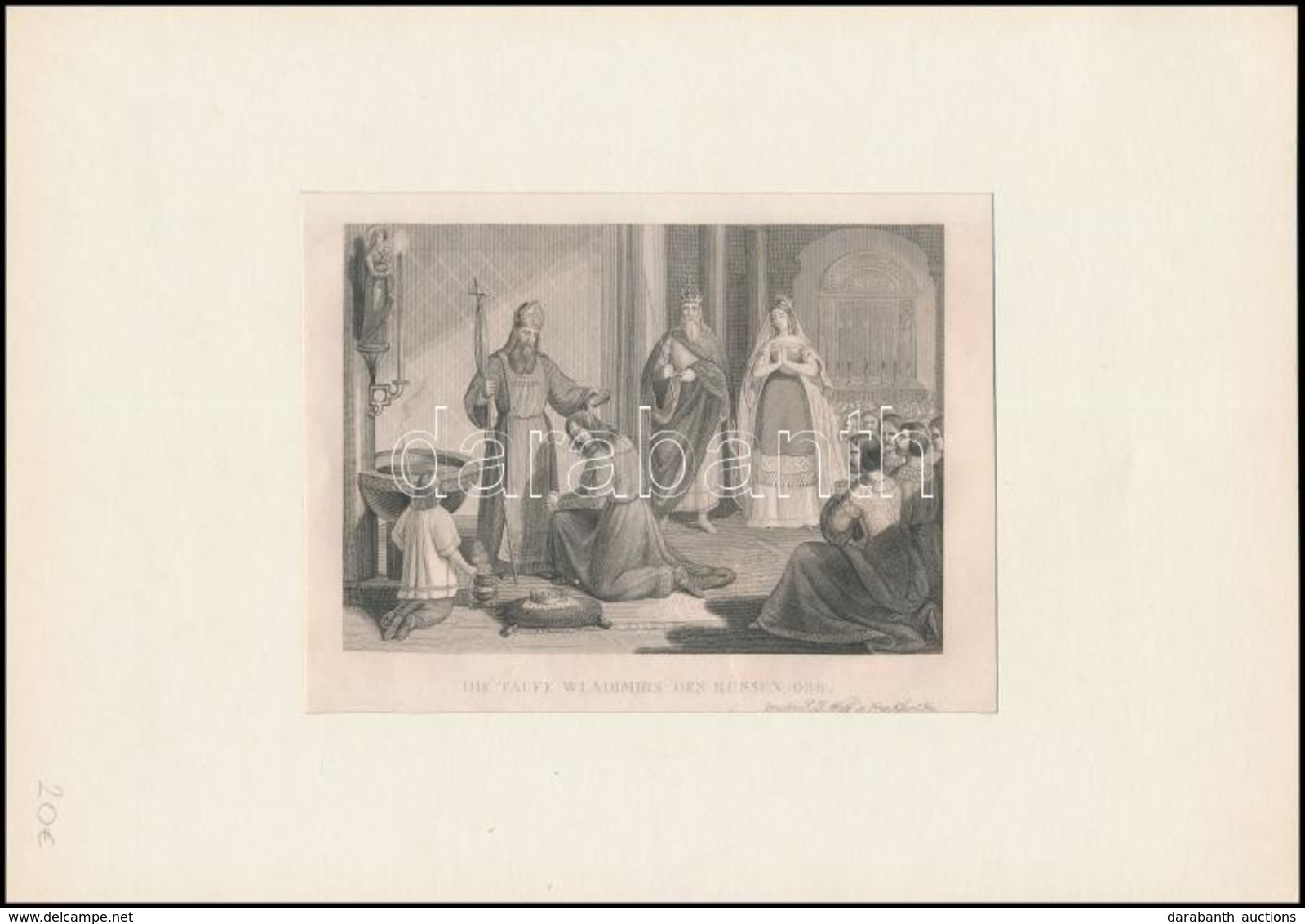 Cca 1840 988 VLadimir Orosz Fejedelem Megkeresztelése Acélmetszet / 988 Christening Of Vladimir Ruler Of The Russians. S - Prenten & Gravure