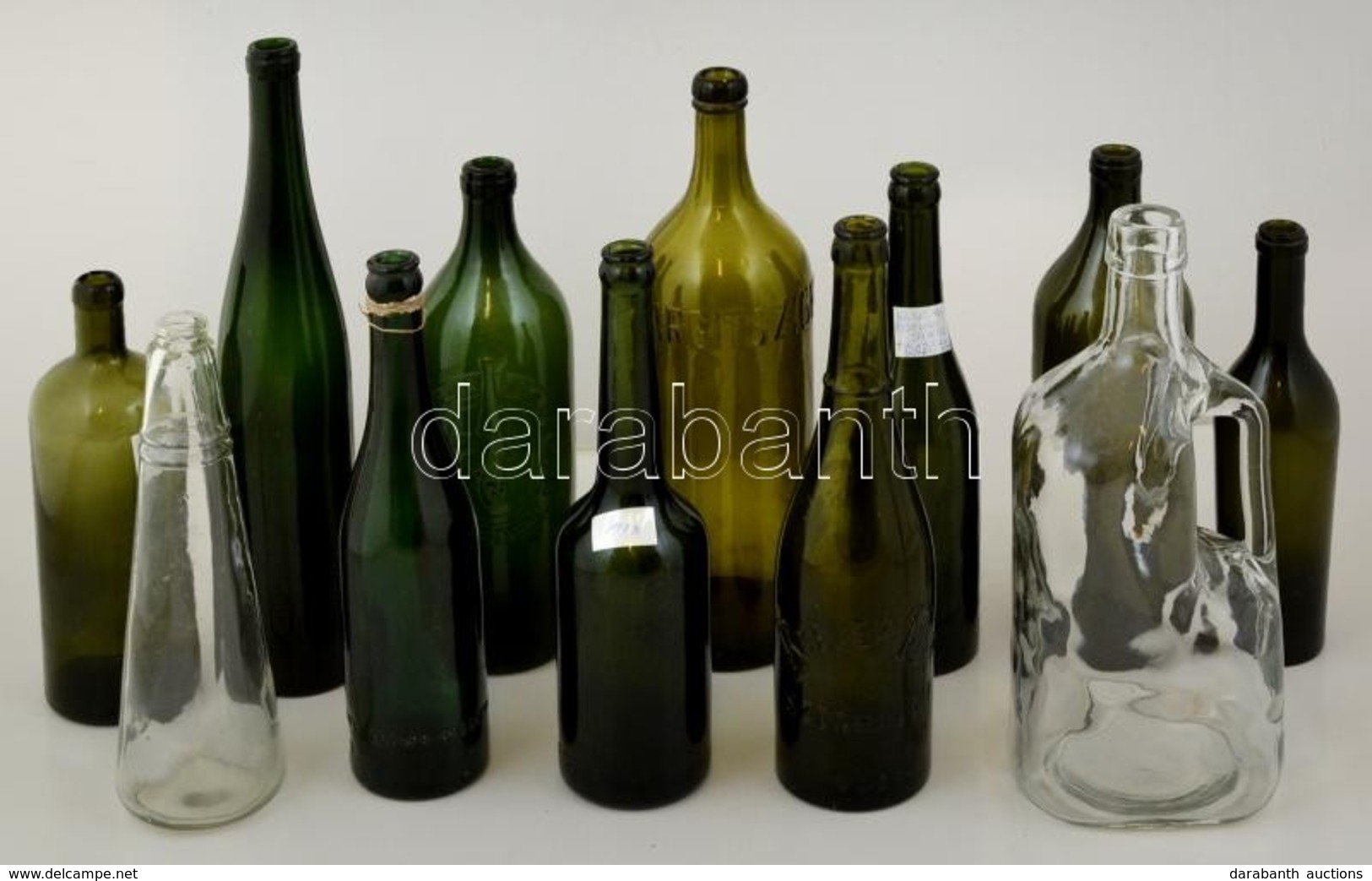 12 Db Régi üveg Palack, Jó állapotban, Főleg Dreher Sörös Palackok, M:17-29 Cm - Glas & Kristal