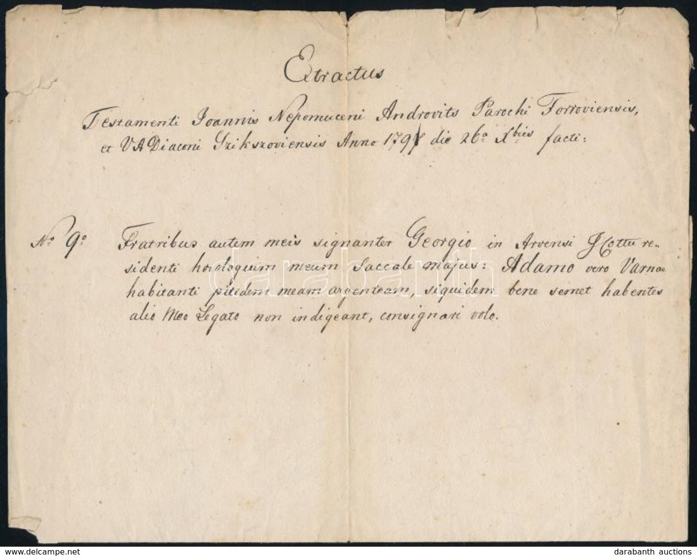 1797 Szikszó, Anyakönyvi Kivonat - Zonder Classificatie