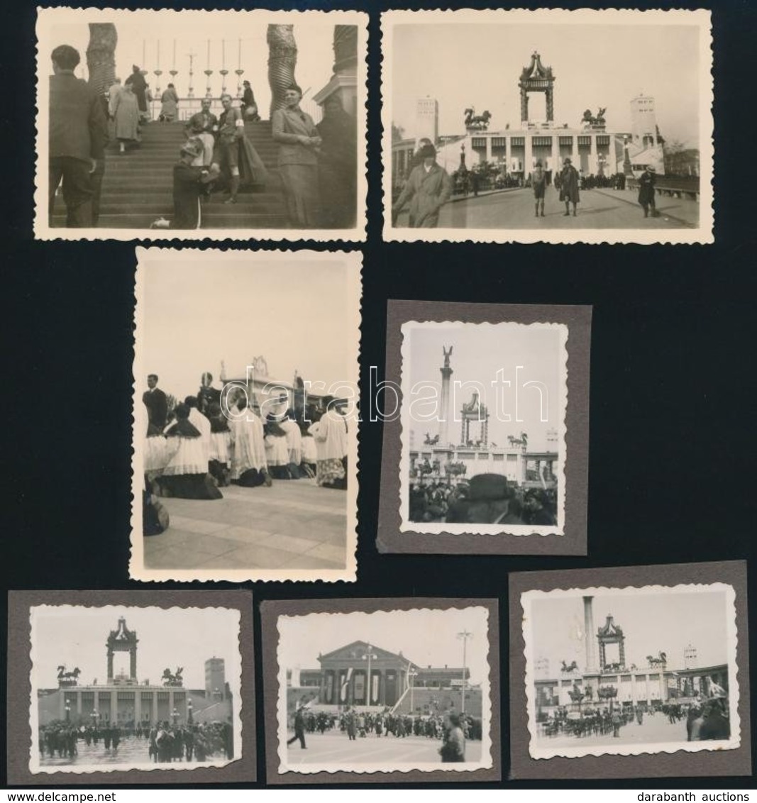 1938 Bp., XXXIV. Eucharisztikus Kongresszus életképei, 7 Db Fotó, 8×6 és 4×5 Cm - Andere & Zonder Classificatie