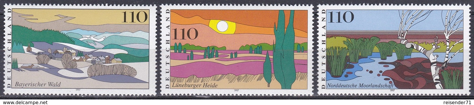 Deutschland Germany BRD 1997 Landschaften Landscapes Bayrischer Wald Forest Lüneburger Heide Heather Moor, Mi. 1943-5 ** - Nuovi