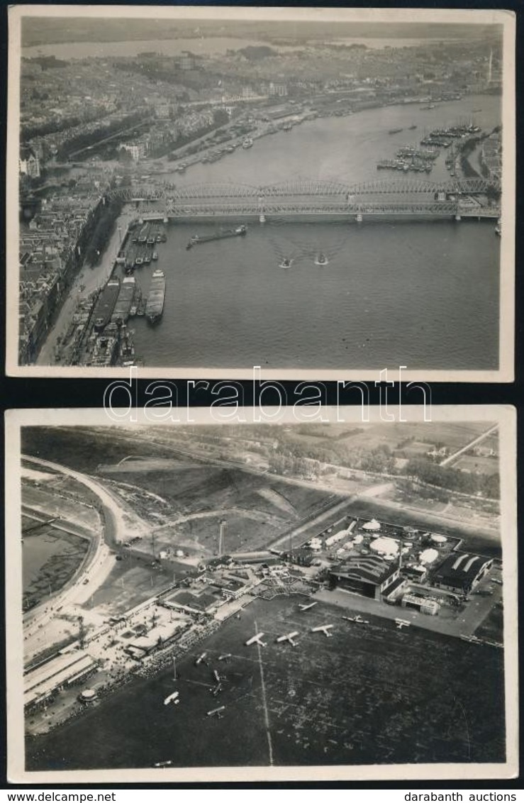 Cca 1920-1930 Hága, Rotterdam, Légi Fotók, 3 Db, Hátoldalon Feliratozva, 12×16 Cm - Andere & Zonder Classificatie