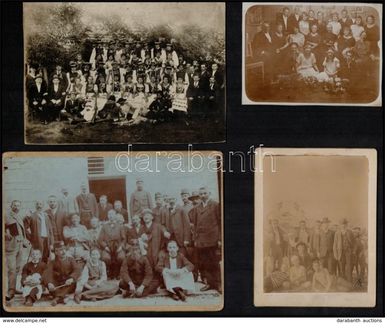 Cca 1910-1925 Társasági Fotó, Csoportképek, 4 Db, 16×11 és 8×11 Cm Közötti Méretekben - Andere & Zonder Classificatie