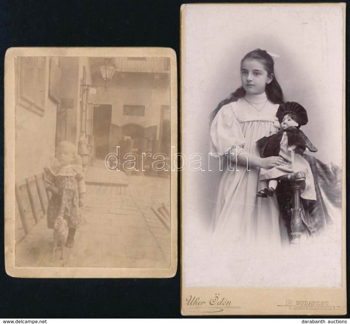 Cca 1900-1920 Gyerekek Játékokkal, 4 Db Keményhátú Fotó, 12×9 és 16×10 Cm Közötti Méretekben - Andere & Zonder Classificatie
