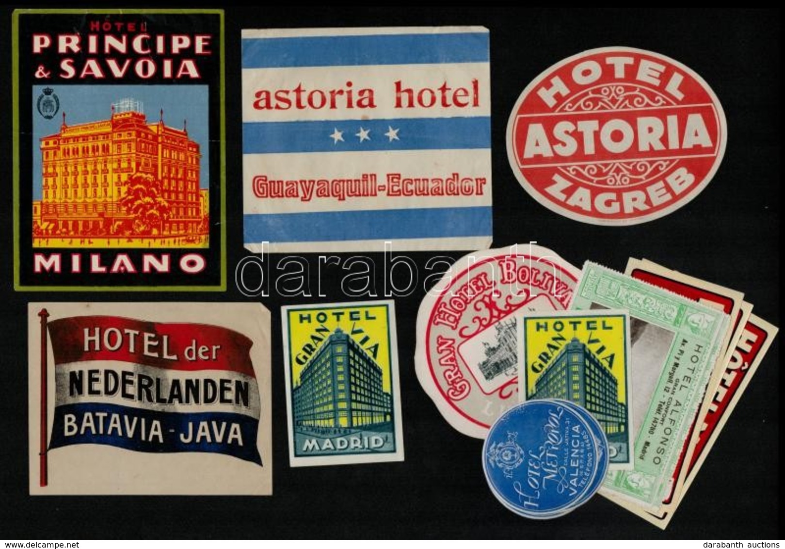 17 Db Háború Előtti Külföldi Hotel Címke. / 17 Pre-1945 Hotel Labels From All Around The World - Reclame