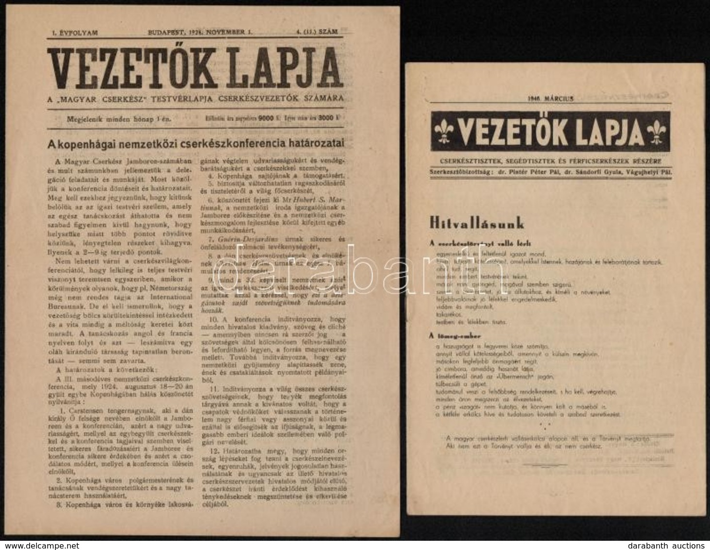 1920-1946 6 Db Különböző Cserkészújság, Közötte Ritka Kiadványok Is: Vezetők Lapja, Cserkészvezető, Pestvidéki Cserkész, - Padvinderij