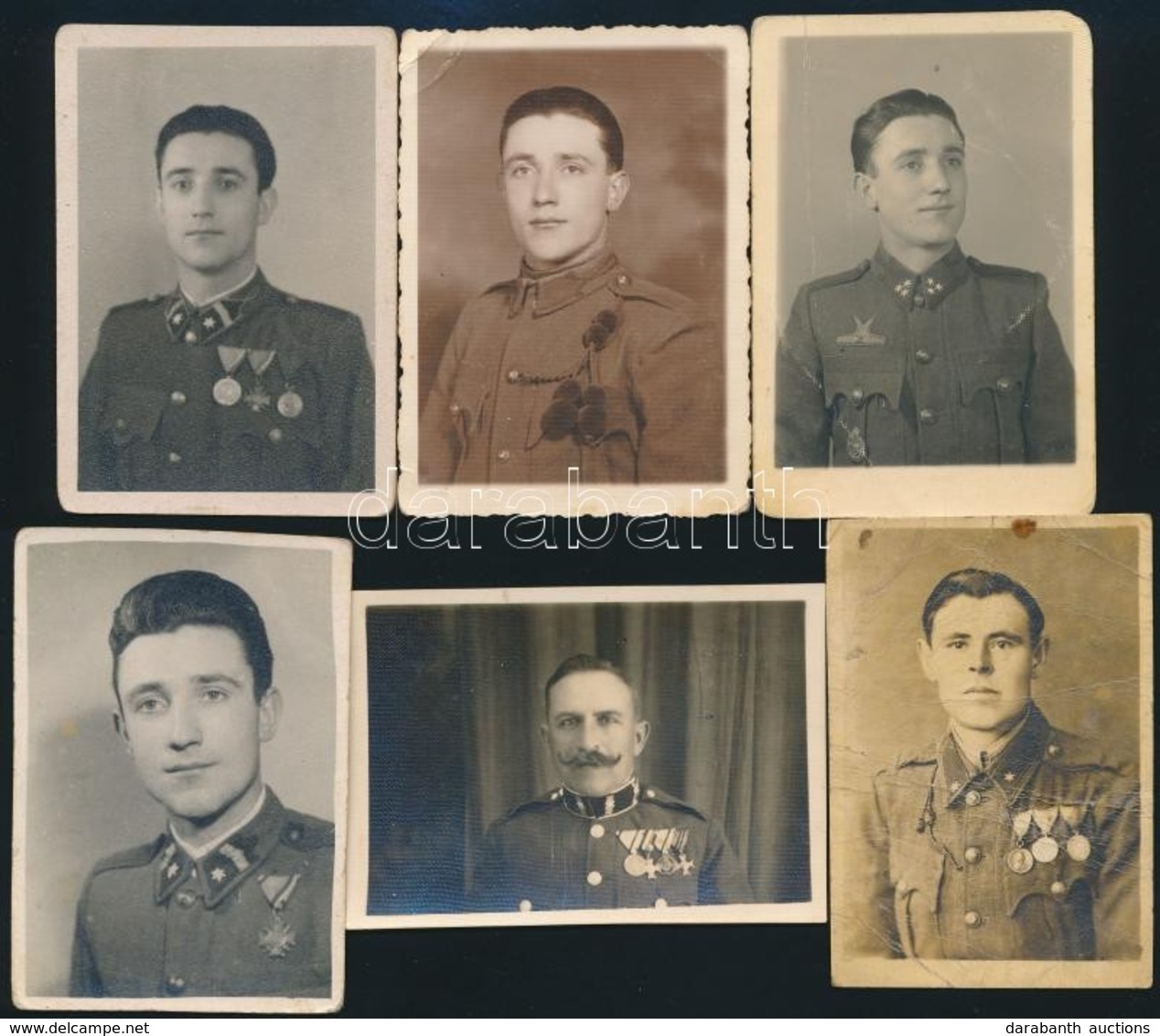 1938-1945 Katonaportrék, Sok Kitüntetéssel, 6 Db, 6×9 Cm - Andere & Zonder Classificatie