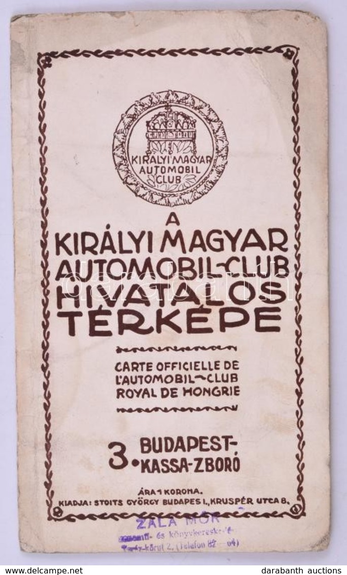 Cca 1911-1920 Budapest-Kassa-Zboró, A Királyi Magyar Automobil-Club Hivatalos Térképe, Szakadással, Megviselt állapotban - Andere & Zonder Classificatie