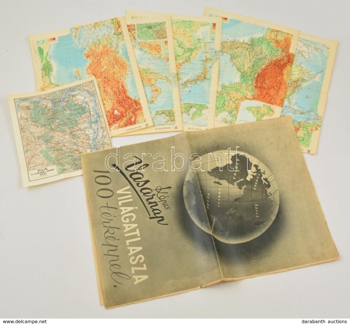 Cca 1930-1940 Vegyes Térkép Tétel, 7 Db, Közte A Képes Vasárnap Világatlasza 100 Térképpel, Hiányos állapotban (836-838, - Andere & Zonder Classificatie