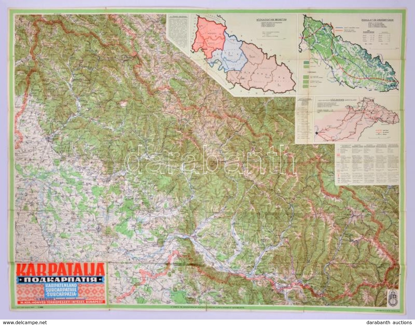 1940 Kárpátalja Térképe, Kiadja A M. Kir. Honvéd Térképészeti Intézet, Szakadással, 75×98 Cm - Andere & Zonder Classificatie