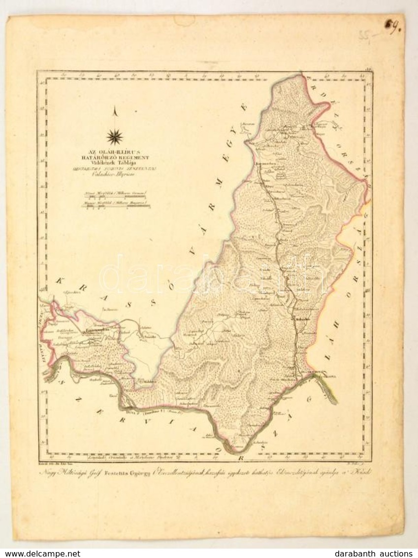 1811 Az Oláh Illirius Határörző Regement Vidékénet Táblája. (Határőrvidék Térképe) Districtus Legionis Limitaneae Valach - Andere & Zonder Classificatie