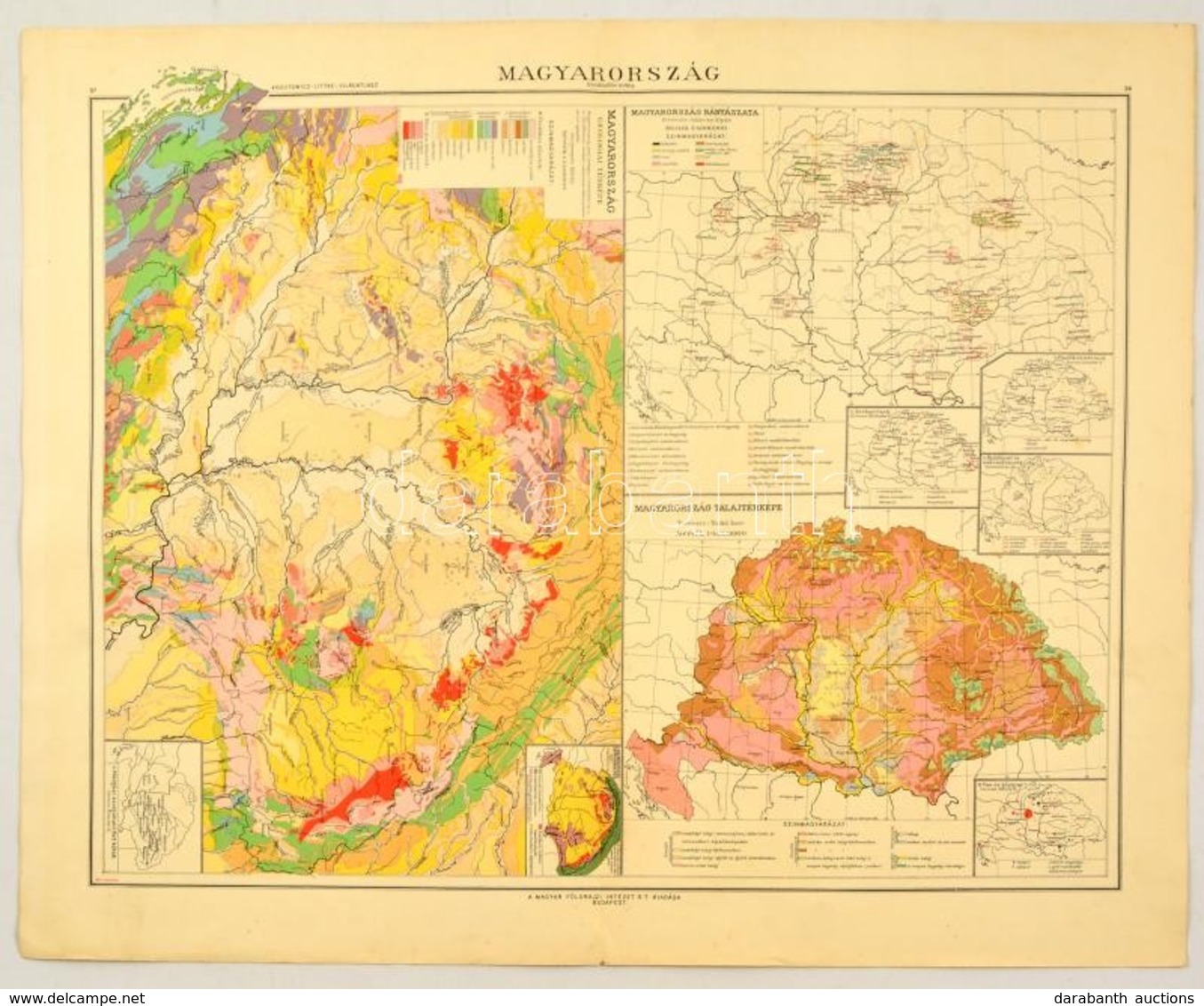 Magyarország 9 Különféle Térképe, Kogutowicz-Littke Világatlasz, Kiadja: Magyar Földrajzi Intézet Rt., 58×46 Cm - Andere & Zonder Classificatie