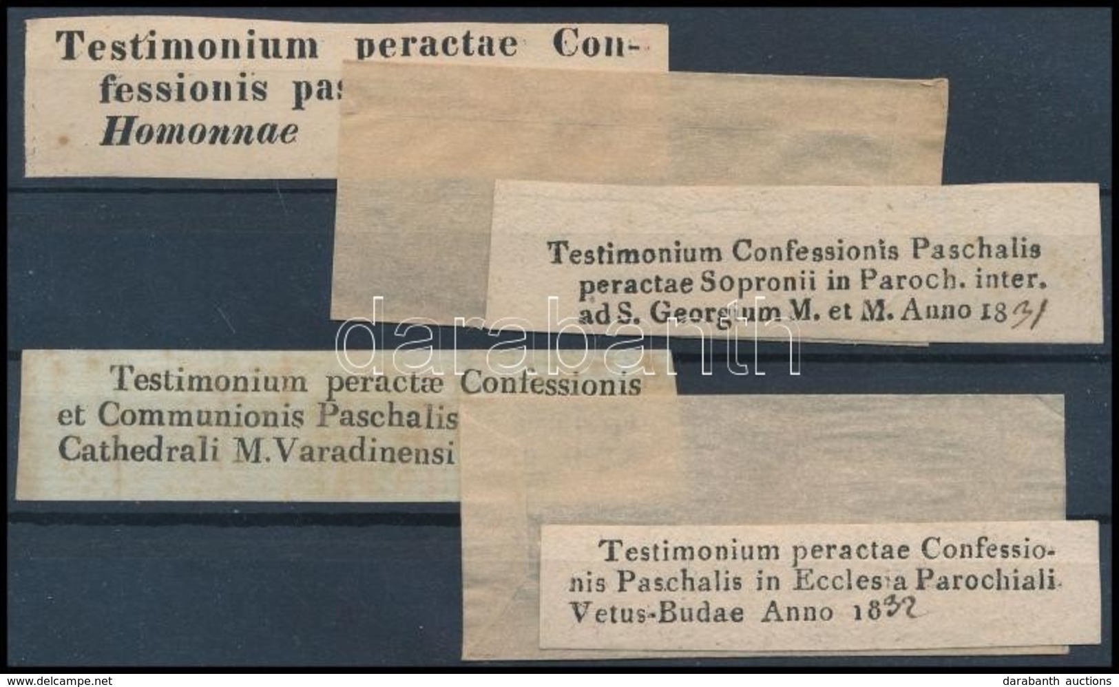 1831-1850 4 Db Gyónási Cédula, 2 Db Tasakkal. - Zonder Classificatie