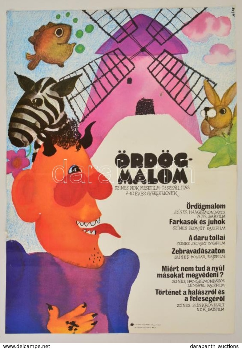 1979 Müller Ilona (1929-): Ördögmalom. NDK Mesefilm összeállítás 7-10 éves Gyerekeknek Plakát, Sérülésekkel, 83x58,5 Cm - Andere & Zonder Classificatie