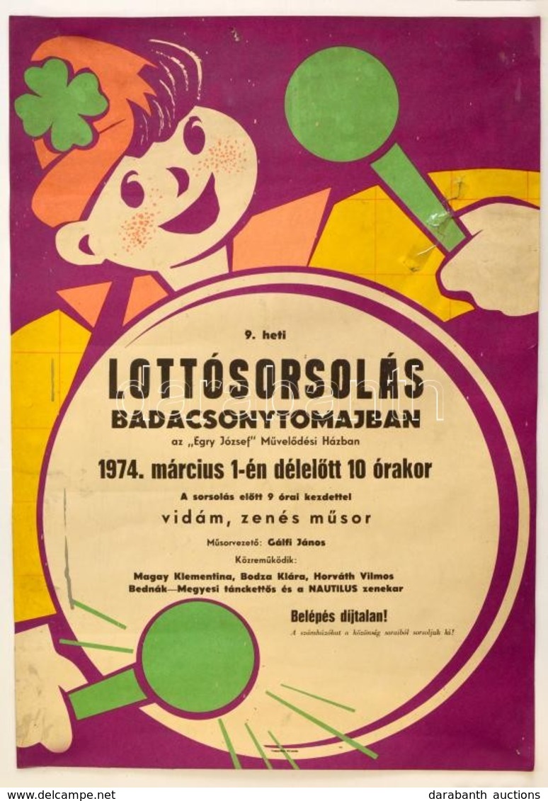 1974 Lottósorsolás Plakát Ragasztott Szakadással 48x60 Cm - Andere & Zonder Classificatie