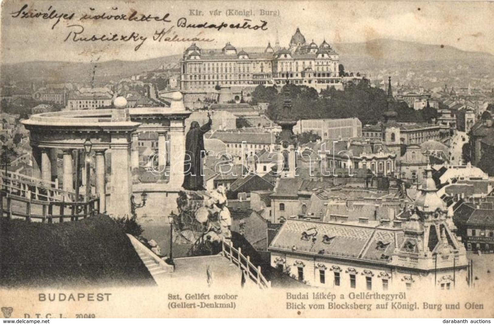 T2/T3 1904 Budapest I. Gellérthegy, Szent Gellért Szobor, Királyi Vár, Keller Ignác Tabáni Bor és Sörcsarnoka (fl) - Zonder Classificatie