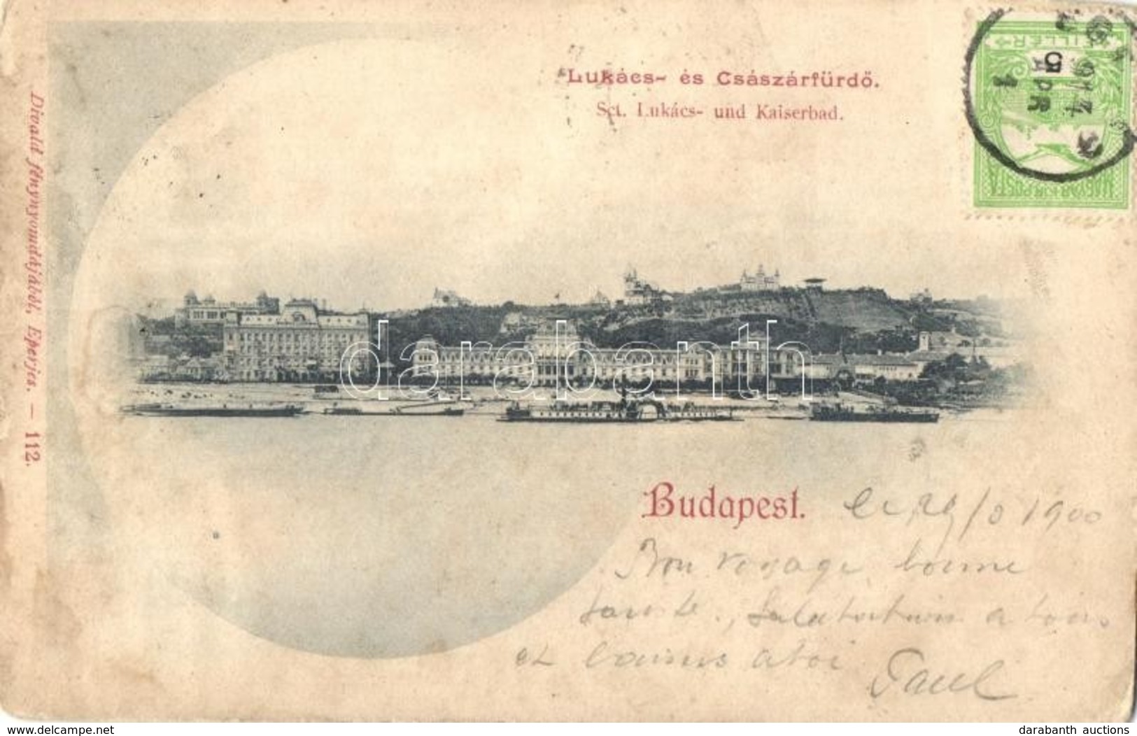 * T2/T3 1900 Budapest II. Lukács és Császárfürdő. Divald 112. (Rb) - Zonder Classificatie