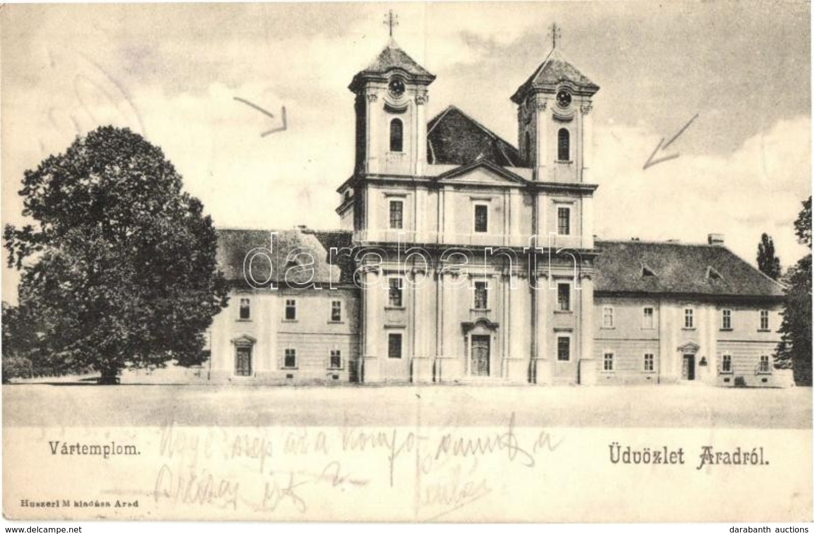 * T2/T3 1915 Arad, Vártemplom. Kiadja Huszerl M. / Fortified Church, Castle Church (apró Szakadás / Tiny Tear) - Zonder Classificatie