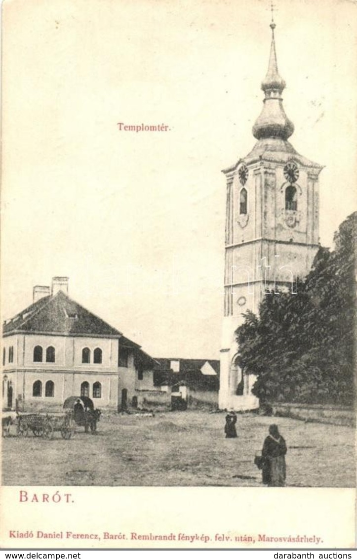 T2 1907 Barót, Baraolt; Templom Tér, Községháza. Dániel Ferenc Kiadása Rembrandt Fényképész Felvétele Után / Church Squa - Zonder Classificatie