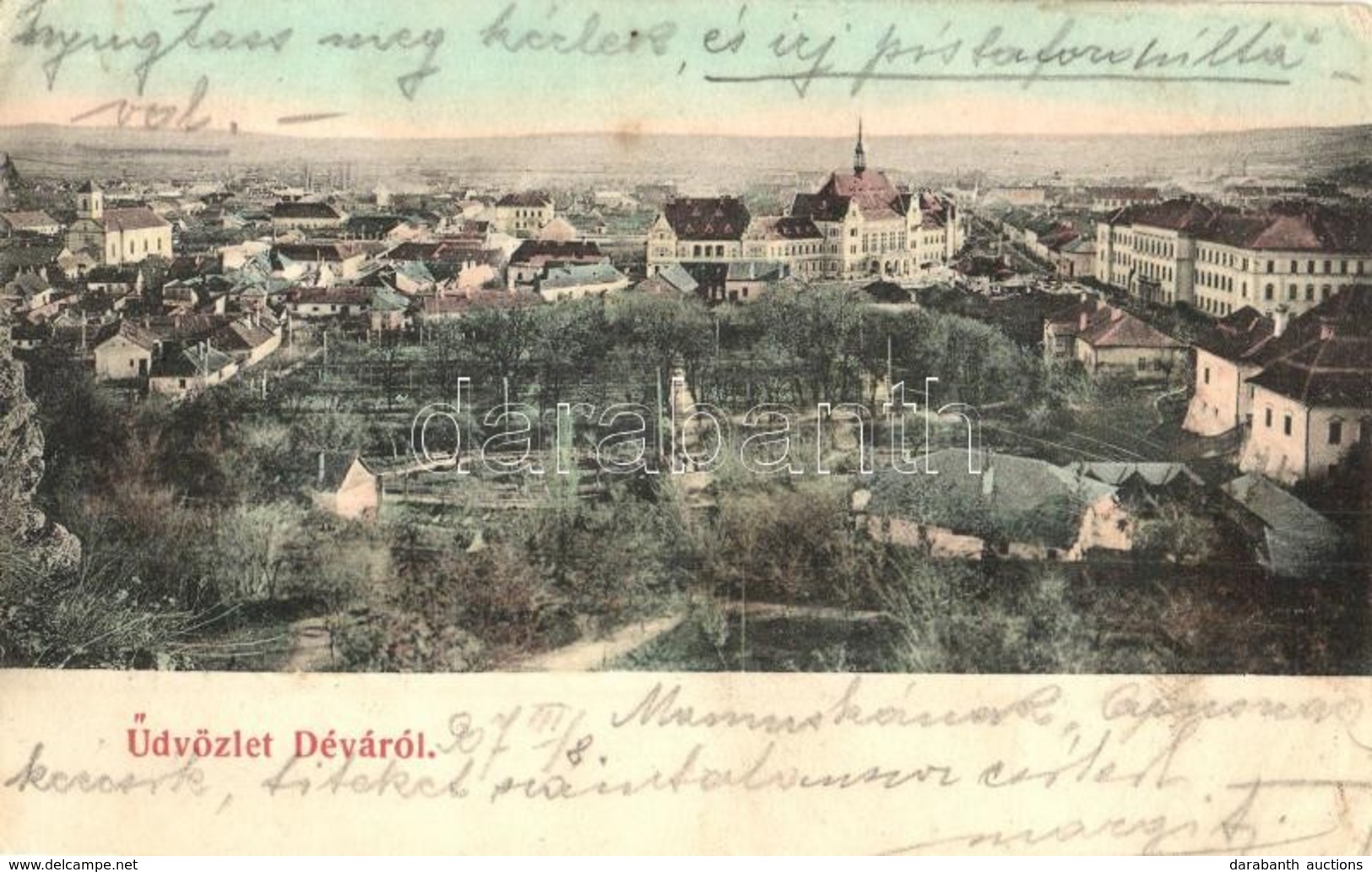 T2/T3 1907 Déva, Deva; Látkép A Vártól. Kiadja Hirsch Adolf / General View From The Castle Hill (Rb) - Zonder Classificatie