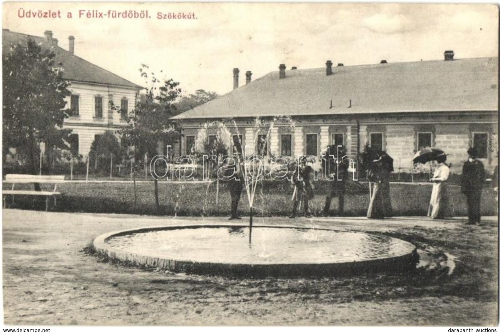 T2 1905 Félixfürdő, Baile Felix; Szökőkút. Kiadja Engel József / Fountain - Zonder Classificatie