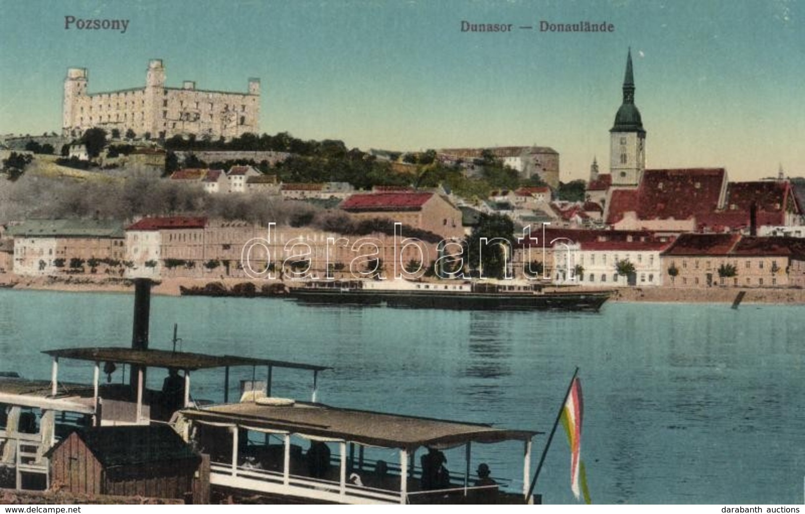 ** T1/T2 Pozsony, Pressburg, Bratislava; Dunasor, Vár, Gőzhajó / Danube, Castle, Steamship - Zonder Classificatie