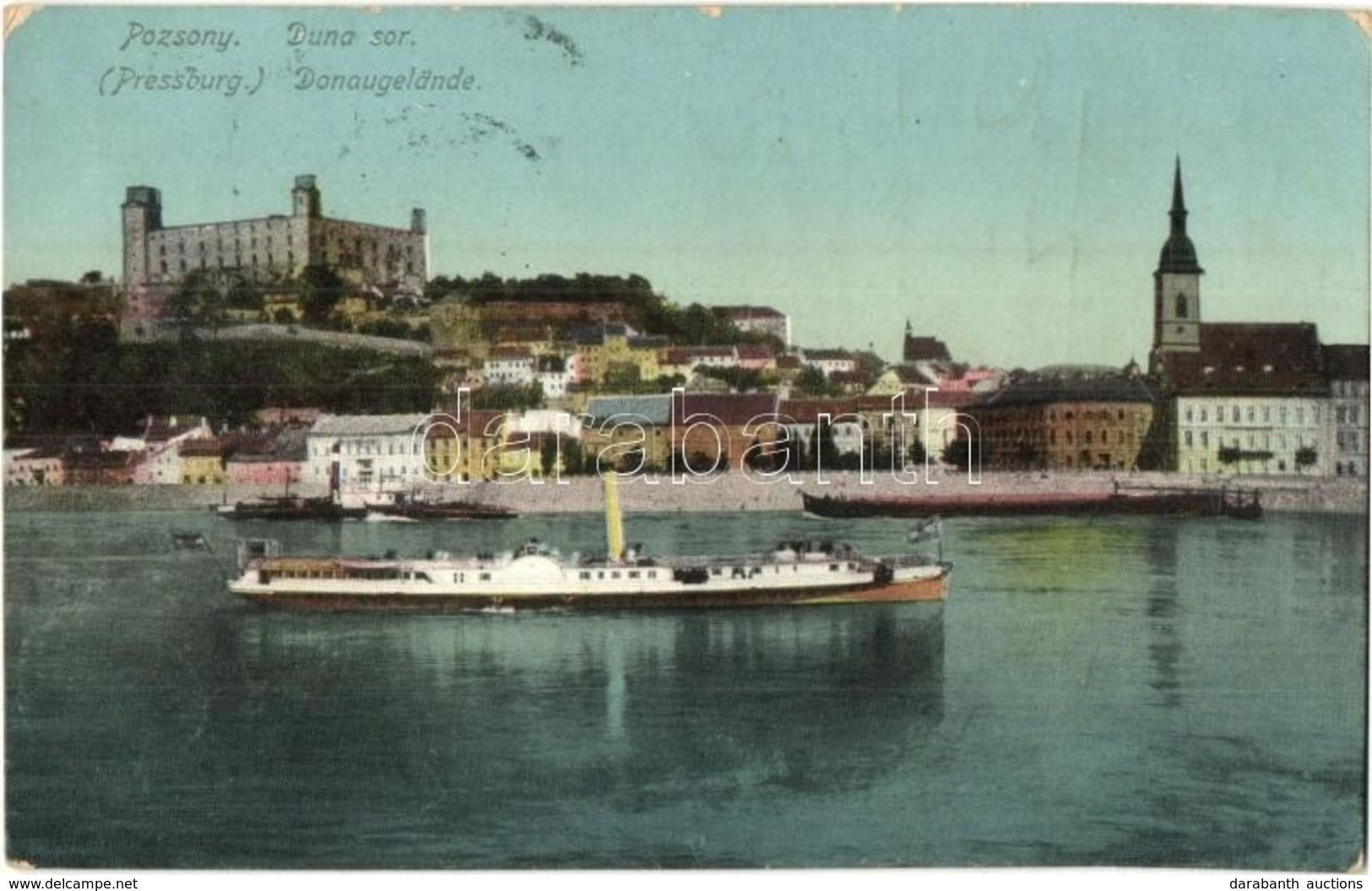 T2/T3 1911 Pozsony, Pressburg, Bratislava; Duna Sor, Vár, Gőzhajó / Danube, Castle, Steamship (EK) - Zonder Classificatie