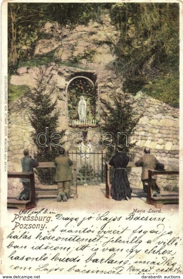 T3 1901 Pozsony, Pressburg, Bratislava; Maria Lourd / Mária Szobor és Szentély. Ottmar Zieher / Mary Statue And Shrine ( - Zonder Classificatie