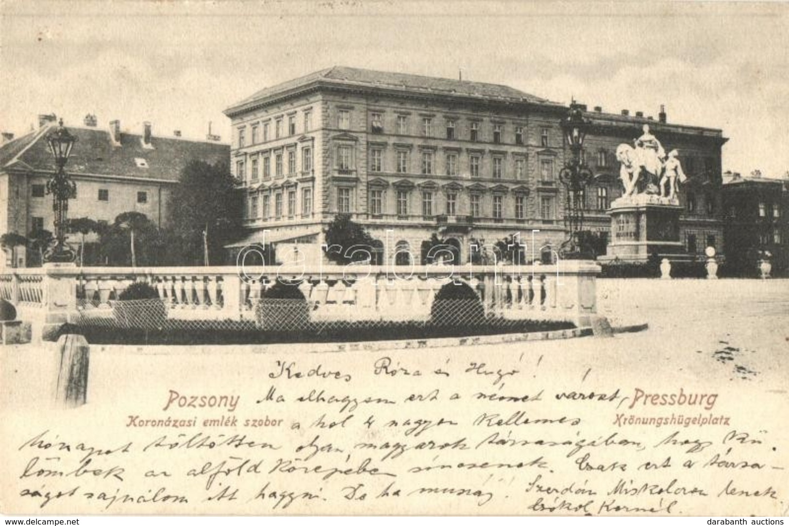 T2/T3 1903 Pozsony, Pressburg, Bratislava; Koronázási Emlékmű. Verlag 'Bediene Dich Allein' / Krönungshügelplatz / Coron - Zonder Classificatie