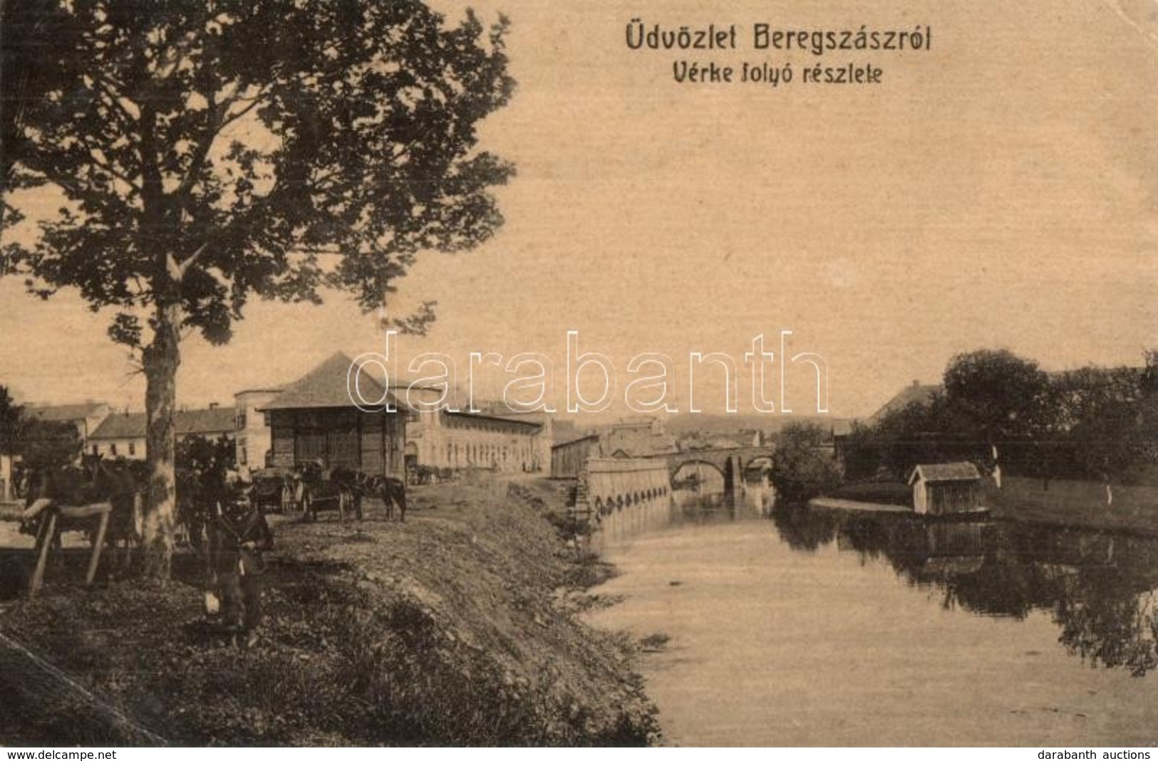 ** T2/T3 Beregszász, Berehove; Vérke Folyó Részlete, Híd. W. L. 1929. / Verke Riverbank, Bridge (EK) - Zonder Classificatie