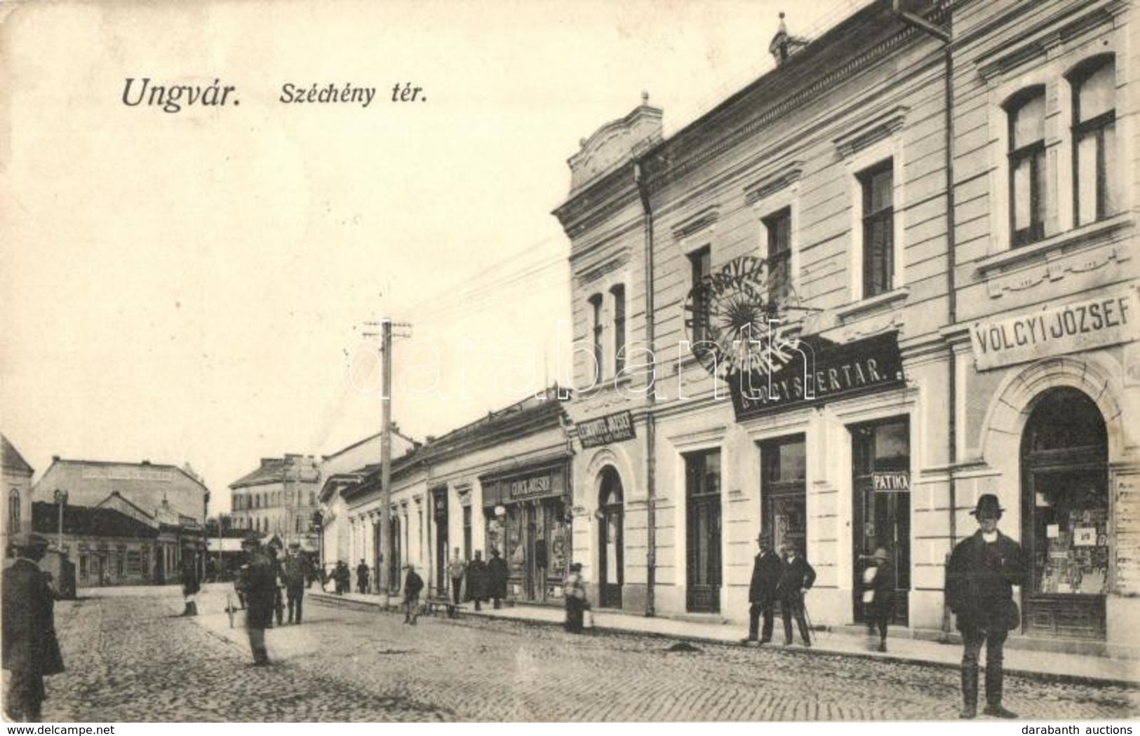 T2/T3 Ungvár, Uzshorod, Uzhorod; Széchenyi Tér, Völgyi József, Leskovits József, Glück József üzlete, Gyógyszertár. Völg - Zonder Classificatie