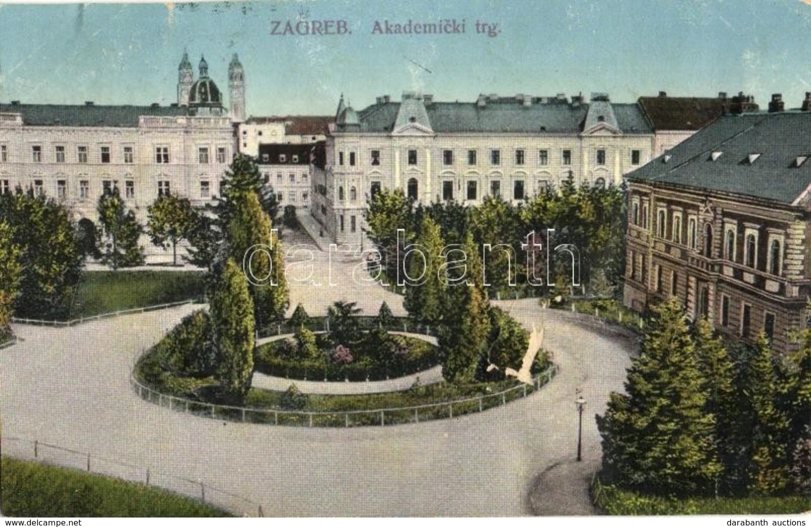 * T4 Zagreb, Agram, Zágráb; Akademicki Trg / Square, Academy (vágott / Cut) - Zonder Classificatie