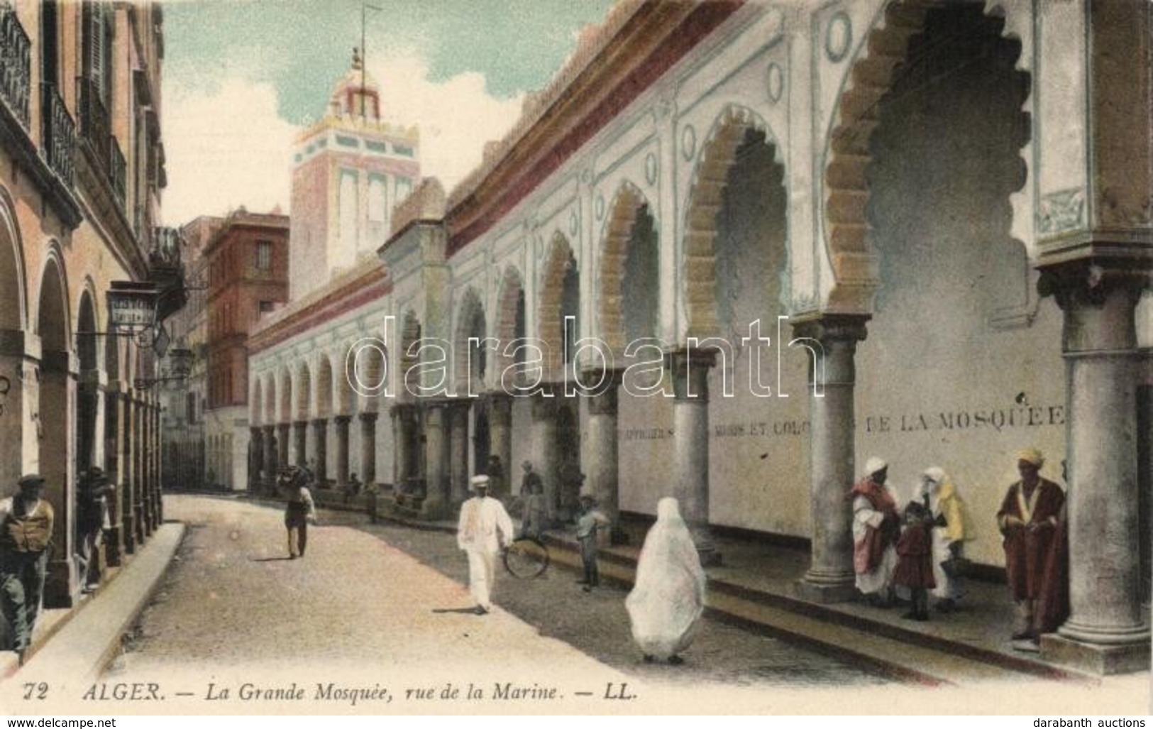 ** T1/T2 Algiers, Alger; La Grande Mosque, Rue De La Marine / Mosque, Street - Zonder Classificatie