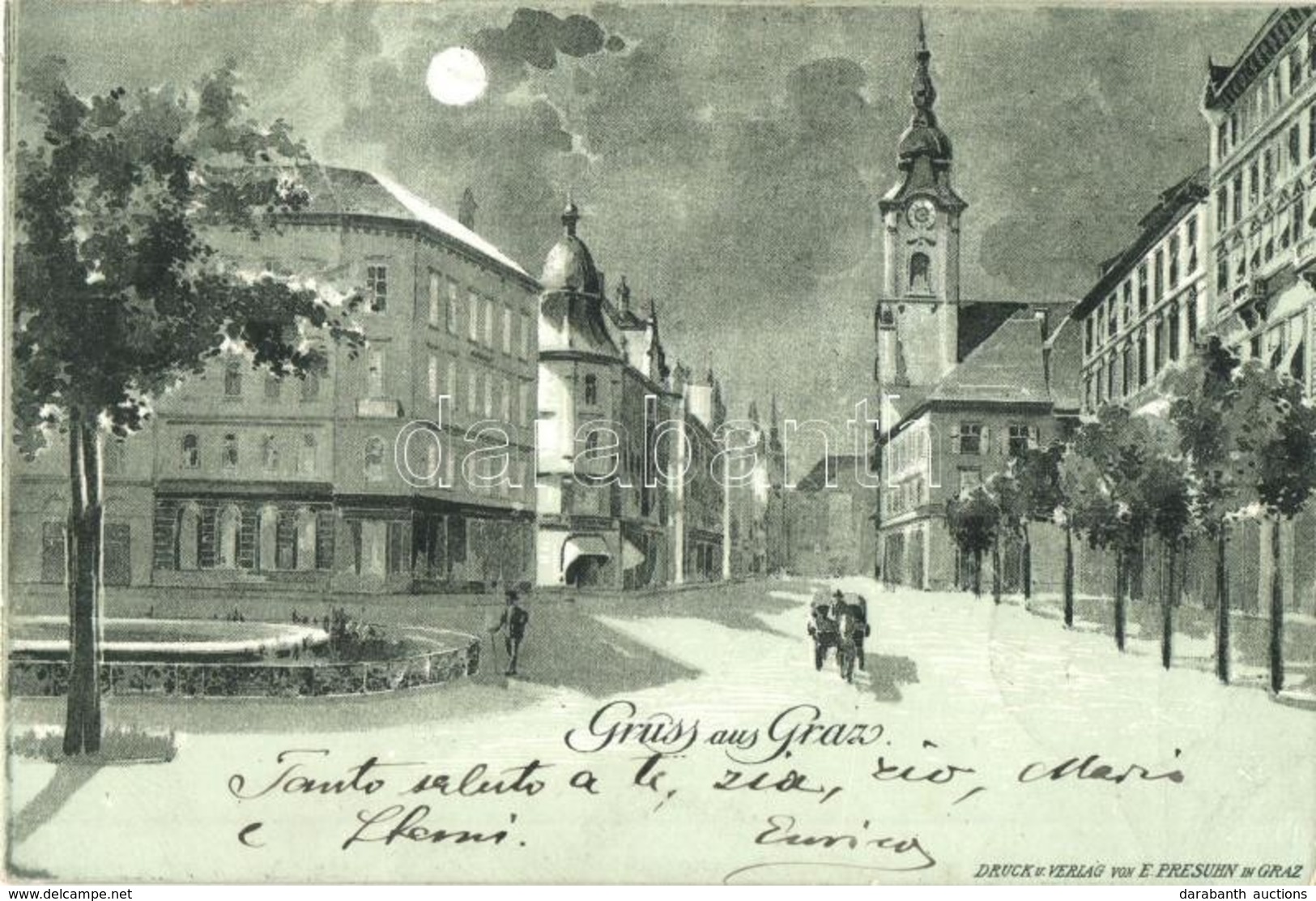 T2 1897 (Vorläufer!) Graz, Street View At Night. E. Presuhn - Zonder Classificatie
