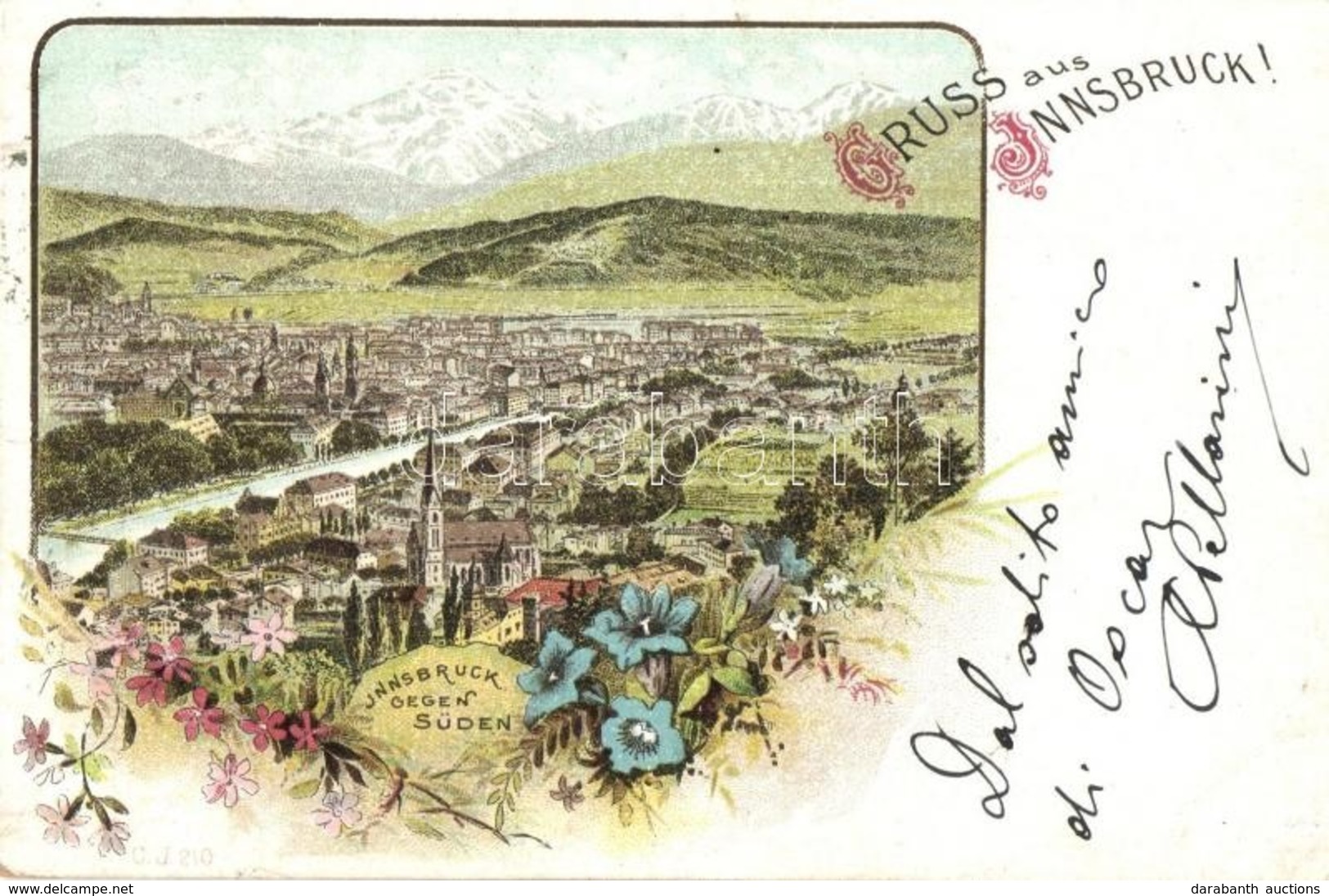 T2 1897 (Vorläufer!) Innsbruck Gegen Süden. Floral, Litho - Zonder Classificatie