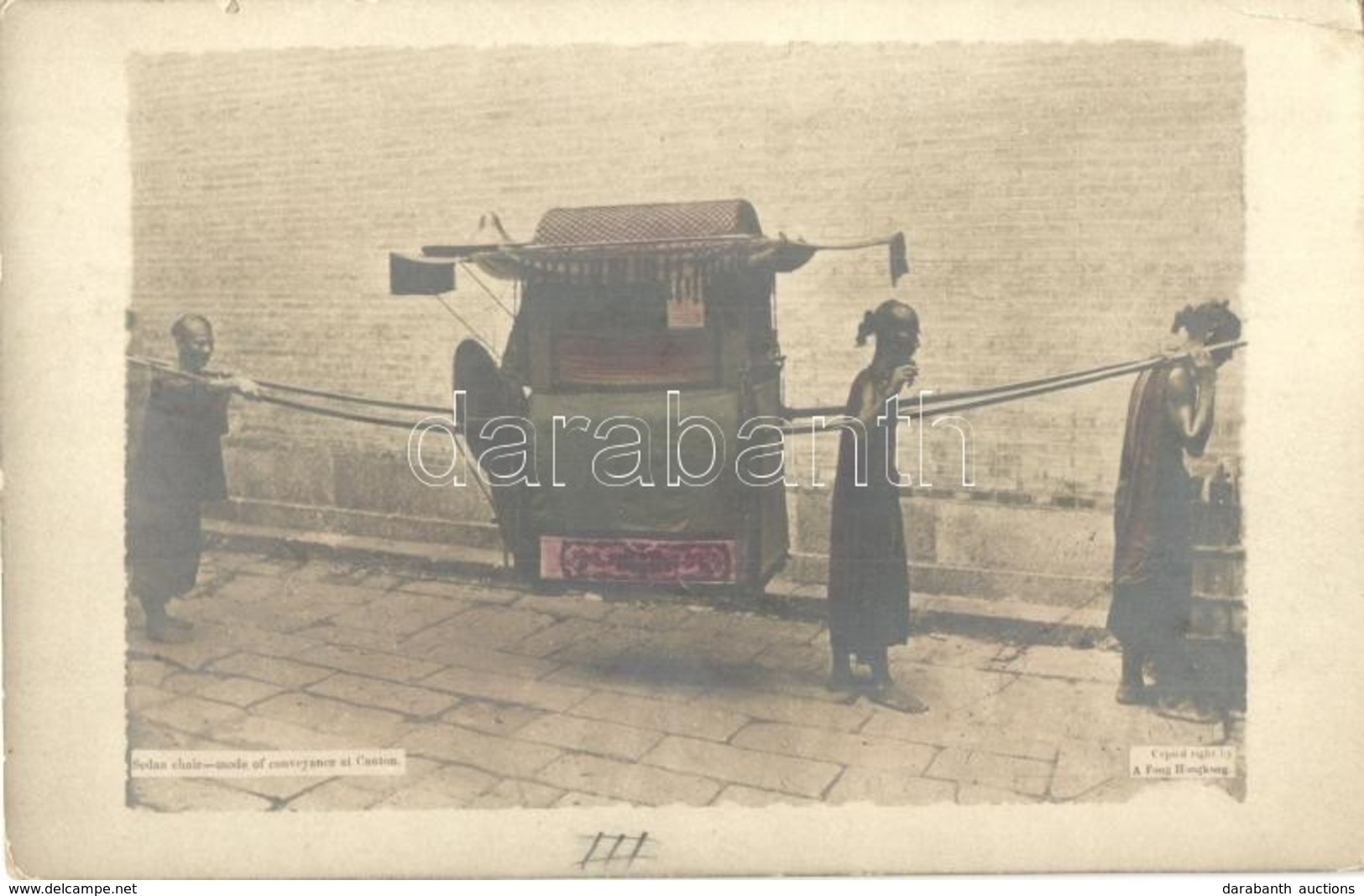 ** T2/T3 Guangzhou, Canton; Sedan Chair, Mode Of Conveyance At Canton, Litter. Chinese Folklore (EK) - Zonder Classificatie