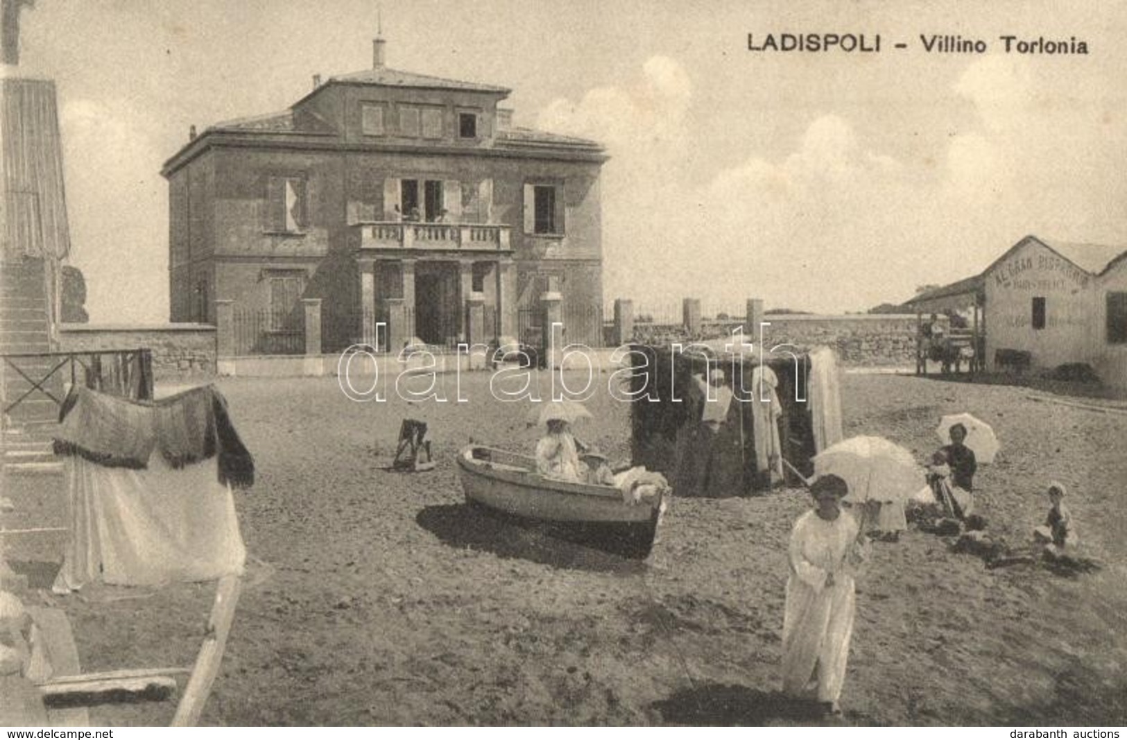 ** T1/T2 Ladispoli, Villino Torlonia / Villa, Beach, Bathing People, Boat - Zonder Classificatie