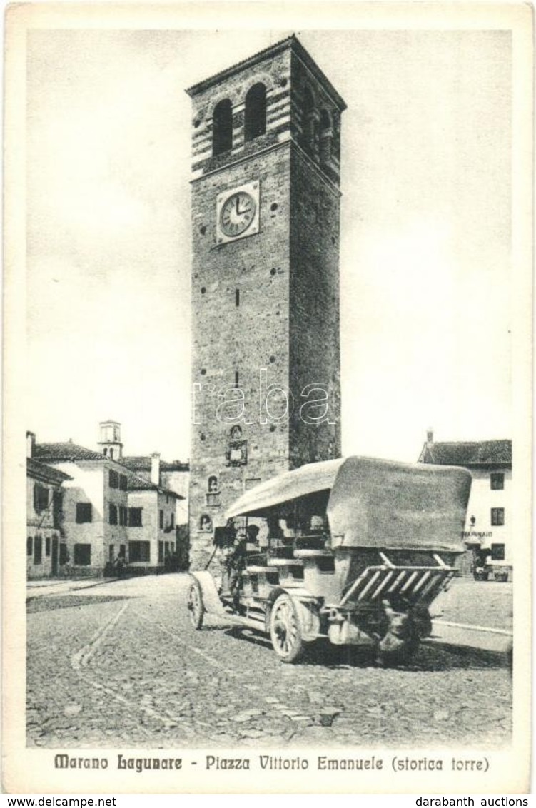 ** T2 Marano Lagunare; Piazza Vittorio Emanuele (storica Torre) / Square, Autobus, Historical Tower - Zonder Classificatie