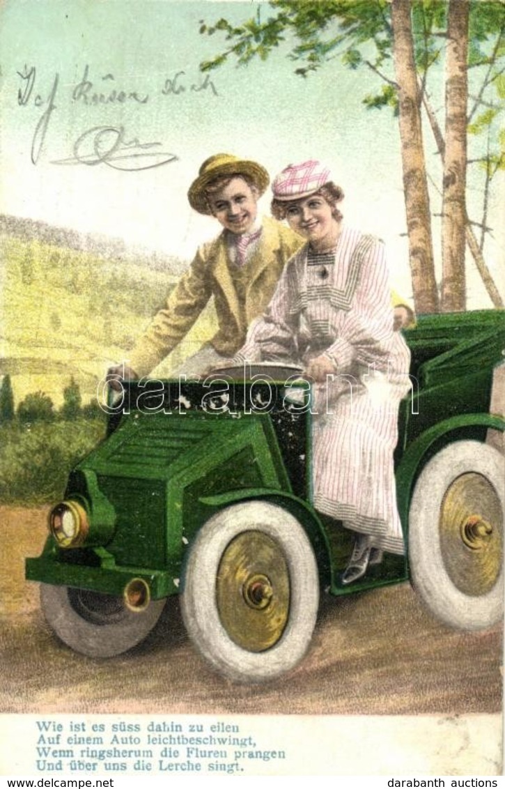 T2/T3 Couple In An Automobile, Woman Driver, B.K.W.I. 662-1. Litho (fl) - Zonder Classificatie