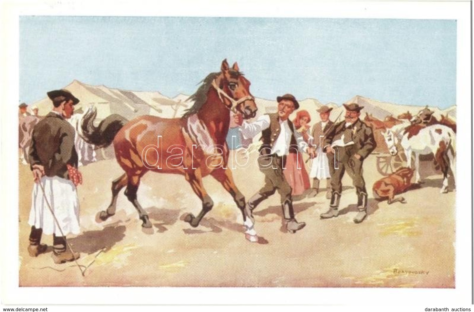 ** T1 Lóvásár; Hortobágyi Folklór Művészlap / Hungarian Folklore Art Postcard S: Benyovszky - Zonder Classificatie