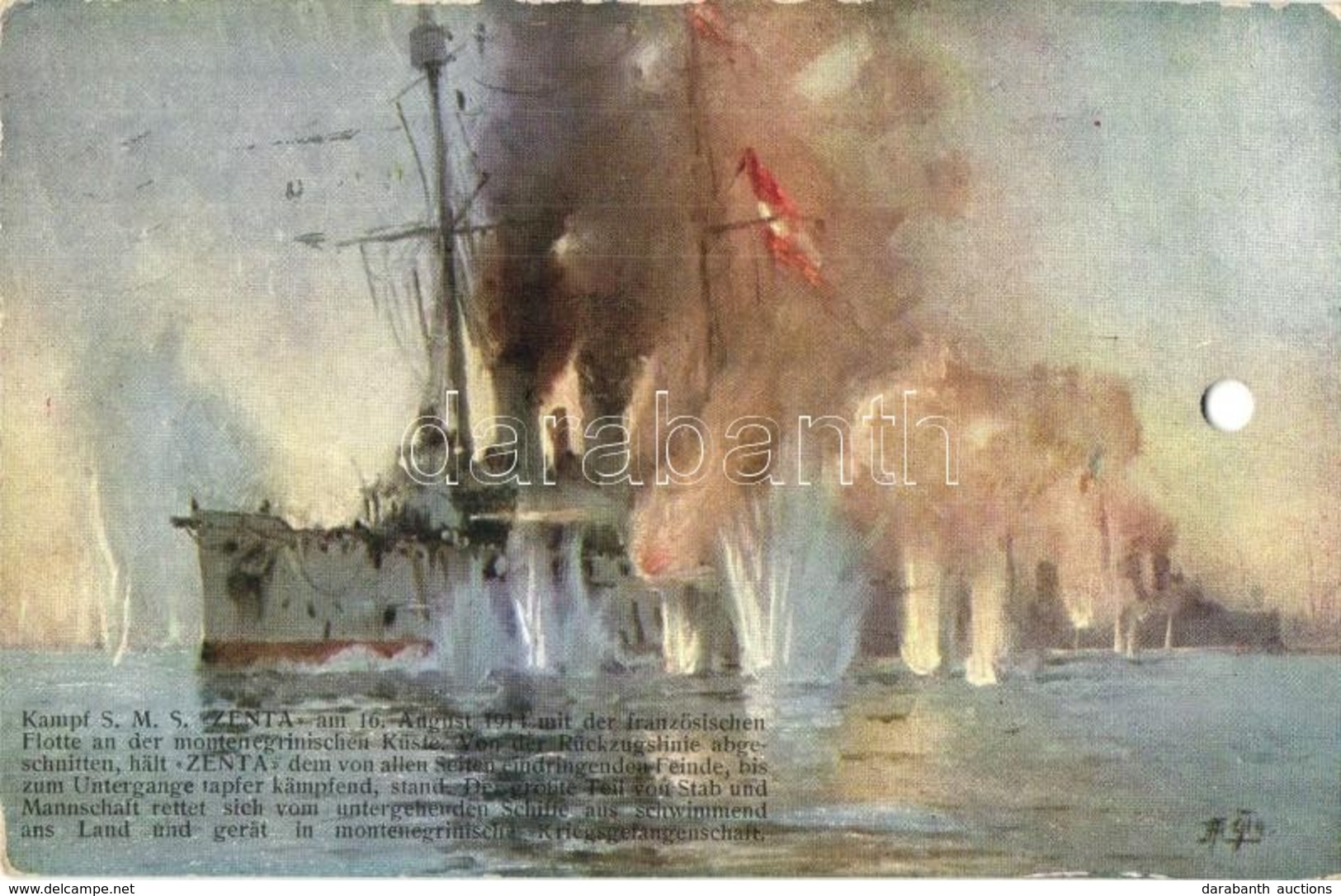 T4 Kampf SMS Zenta Am 16. August 1914 Mit Der Französischen Flotte An Der Montenegrischen Küste. K.u.K. Kriegsmarine. Of - Zonder Classificatie