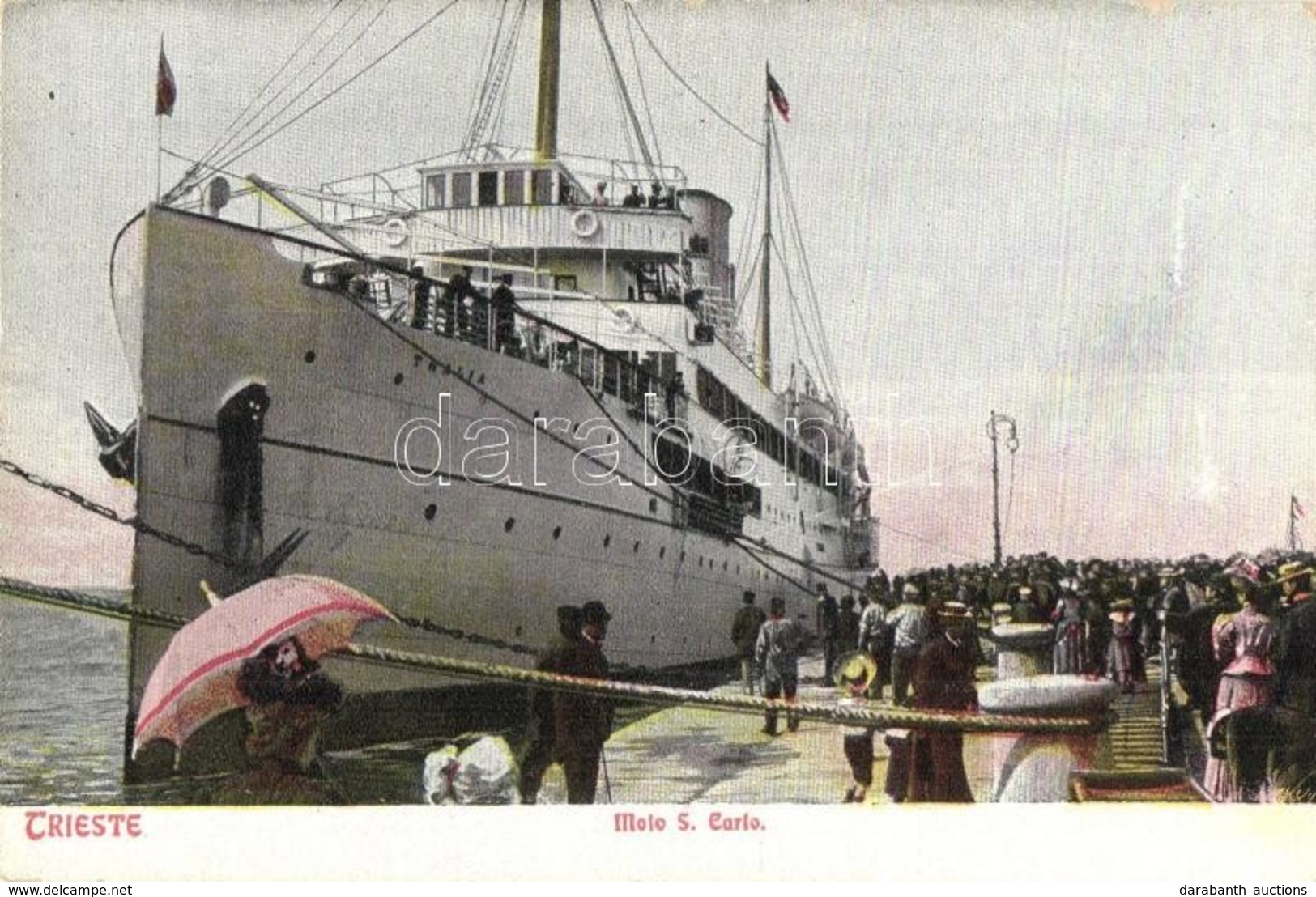 ** T2 Trieste, Trst; Molo S. Carlo, Lloyddampfer Thalia / Lloyd Austriaco Austrian Steamship SS Thalia In The Port Of Tr - Zonder Classificatie