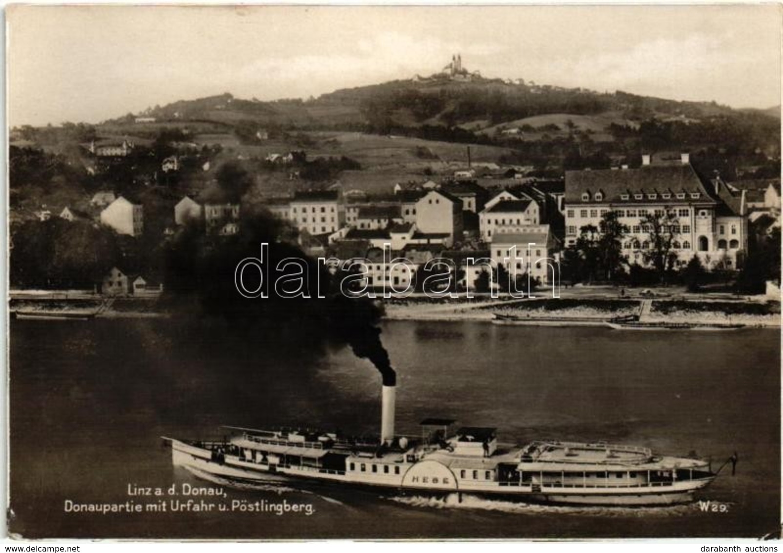 T2/T3 Hebe Oldalkerekes Személyszállító Gőzhajó A Dunán Linznél / Hebe Passenger Steamship In Linz (EK) - Zonder Classificatie