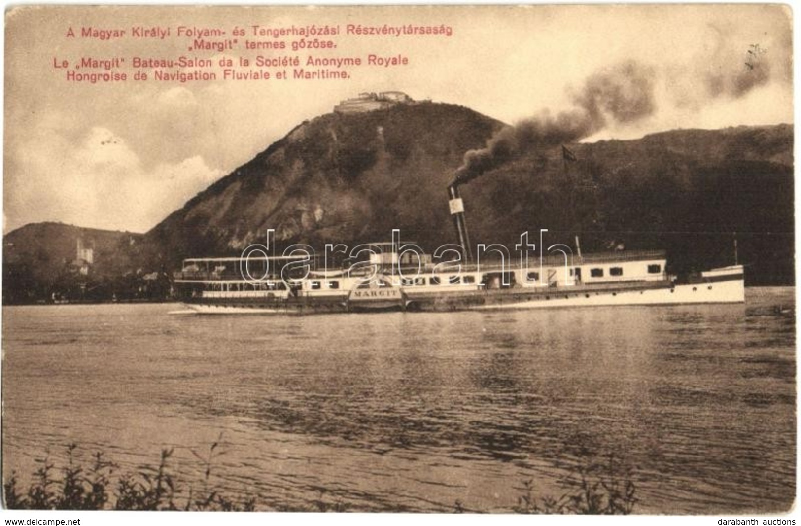 ** T3 M. Kir. Folyam- és Tengerhajózási Rt. 'Margit' Termes Gőzöse; Klösz György és Fia / Hungarian Steamship Margit (áz - Zonder Classificatie