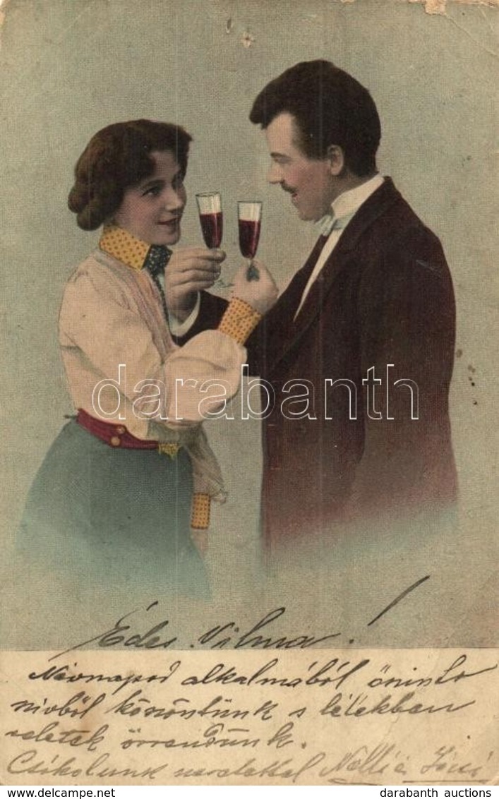 T4 A Couple Toasting With Champagne, Romantic (tűnyomok / Pinholes) - Zonder Classificatie