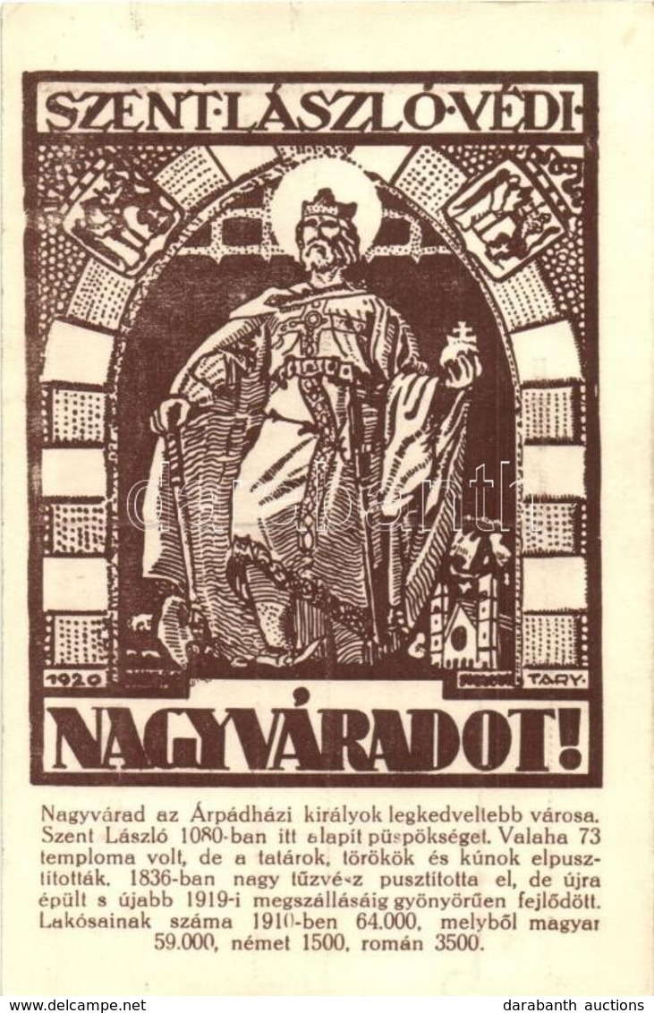 ** T2 Nagyvárad, Oradea; Szent László Védi Nagyváradot! / Ladislaus I Of Hungary Protects Oradea! Hungarian Irredenta Ar - Zonder Classificatie