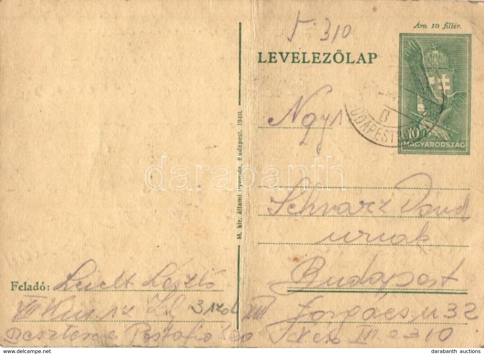 T3 1941 Leicht László Zsidó KMSZ (közérdekű Munkaszolgálatos) Levele Szüleinek A Besztercei Munkatáborból / WWII Letter  - Zonder Classificatie