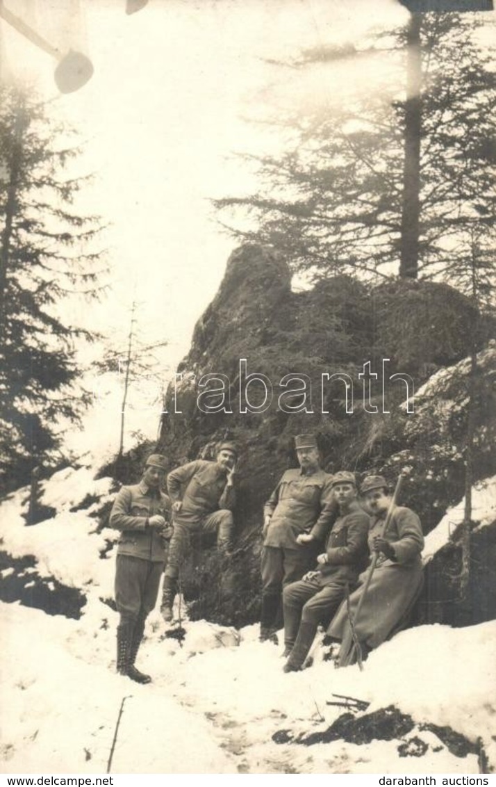 * T1/T2 1917 Olasz Front A Havas Hegyekben / WWI K.u.k. Military In The Italian Front, Snowy Mountains. Photo - Unclassified